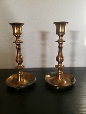Vintage Brass Candlestick Holders Old Tarnished patina Made in England picture