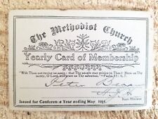 VTG 1911 METHODIST CHURCH YEARLY CARD OF MEMBERSHIP.4.3