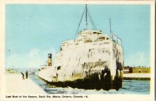 Last Boat of the Season Sault Ste Marie Ontario ON Postcard Unused picture