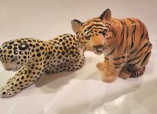 Cheetah And Tiger porcelain over Terracotta, made in Italy. Rare, Vintage picture