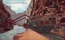 Royal Gorge CO Train Railroad Railway Postcard Observation Car c1910 picture