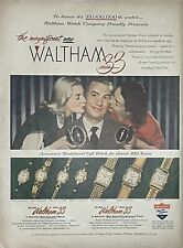 1948 Vtg Print Ad Waltham Wrist Watch 33 Jewelry Timepiece Retro MCM Gold Decor picture