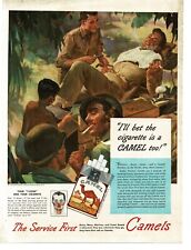 1945 Camel Cigarettes WWII Soldier gets shave in jungle art Vintage Print Ad picture