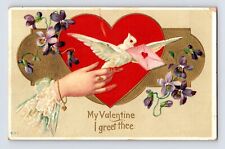 Postcard Valentine's Day Dover Letter Carrier Lady Hand 1910s Posted picture