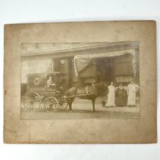 Woodcliff On Hudson Meat Market Antique Cabinet Card Photo Street Horse & Buggy picture