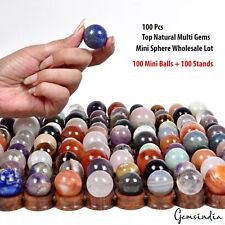 100 Mini Spheres Ball W/Stand Natural Multi Gemstones Crystal Healing Wholesale picture