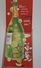 1950s Vtg MICE Black COFFEE & CHAMPAGNE Bottle CORKING Good BIRTHDAY CARD picture