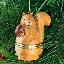 Squirrel Acorn Porcelain Hinged Surprise Gift Trinket Box Christmas Ornament picture