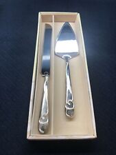 Lenox Forevermore Vtg Wedding Cake 2 Piece Silverplated Server Set Heart Knife picture