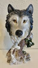 Beautiful Wolf Head Bust Collectible Decoration Figurine home Decor 9” tall picture
