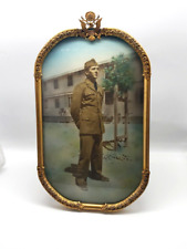 Vintage Antique? Soldier Uniform Bubble Glass Brass Picture Army Frame Large picture