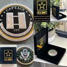 Us Army Captain Rank Challenge Coin Military With Special Army Velvet Case picture