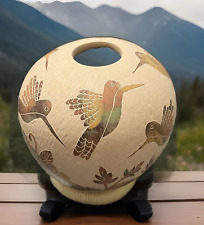 Mata Ortiz Pottery Armida Corona Hummingbird Vase Olla Sgraffito Mexican Art picture