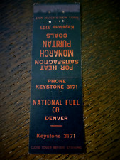Vintage Matchbook: Monarch Puritan Coal, National Fuel Co, Denver, CO picture
