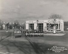 1952 ATLANTIC GAS STATION MONTICELLO NY 8x10 PHOTO PUMP OIL SIGNS AUTOMOBILIA picture