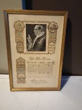 RARE 1950FRAMED UNDER GLASS POPE PIUS XII APOSTOLIC BLESSING -ARCHBISHOP MIGONE picture