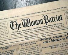 Rare ANTI WOMEN'S SUFFRAGE Feminism Woman's Right to Vote 1919 D.C. Newspaper picture