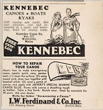 1937 Print Ad Kennebec Canoes, Boats, Kayaks Waterville,Maine picture