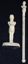 WWII US Army Humor 'Kilroy Was Here' Pregnant Girl Statue & Swizzle Stick, Rare picture