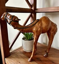Vintage Moroccan Handmade Leather Standing Camel Statue picture