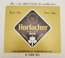 Horlacher Premium Pilsner Beer Unused Paper Label Allentown Pennsylvania picture