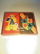 Vintage 60's Plastic  Coated Playing Cards Double Deck Case Stardust picture