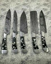 Sunday Sale 5 Pieces Custom Handmade Damascus Steel Kitchen Chef Set With... picture