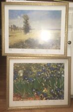 IRISES Van Gogh + LAS PROMENADE Monet Gold Gilt Frame Art Print 22X18