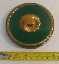 Vintage 5th Rex Avenue Green, Gold Compact, 1940s Original Powder, Sifter, Puff picture