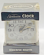 Vtg Sunbeam Electric Alarm Clock White Lighted Dial 880-1451 Made In USA NOS picture