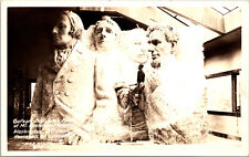 Gutzon Borglum Model of Mount Rushmore Real Photo RPPC Vtg Postcard picture