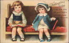 Clapsaddle Thanksgiving Wolf Pub Little Boy and Girl Church Hymnal Vintage PC picture