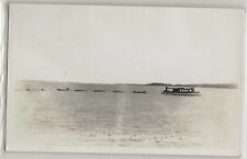 Boats on Leach Lake from Isabel Lodge, Walker, Minnesota; photo postcard RPPC  picture