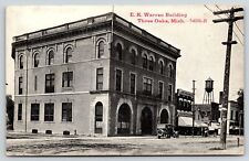 Three Oaks Michigan~EK Warren Building~Shoe Store~Water Tower~c1915 CR Childs PC picture