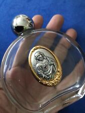 LG HOLY WATER Glass Bottle SACRED HEART JESUS Protection Saint Medal 4oz Empty picture