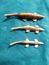 Three Antique Homemade Hand Carved Wood/Metal Fish Lures/Decoys Collectibles 👀 picture