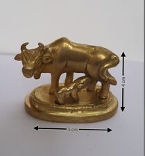 Krishna Kamdhenu Cow With Calf Statue Lord Pure Brass Figurine Home Decor  5cm picture
