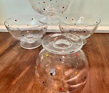 Set of 4 Antique Crystal Desert Bowls - fluted & hand painted picture