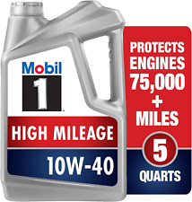 Mobil 1 High Mileage Full Synthetic Motor Oil 10W-40, 5 Quart, Gray picture