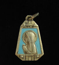 Vintage Mary Lourdes Light Blue Enamel Medal Religious Holy Catholic picture