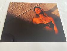 8X10 COLOR PHOTOGRAPH BEAUTIFUL BLONDE WOMAN SUN TAN LACE BRA CAP #1 picture