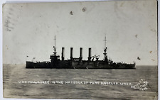1914 U.S.S. Milwaukee Port Angeles Washington RPPC Real Photo Postcard Nautical picture