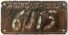 Arizona 1932 Copper License Plate 6UT5 Maricopa County Original Paint MDV Clear picture
