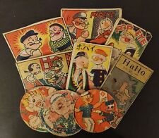 Vintage 1940-50s Japanese Menko Cards - Popeye Character Lot (9 Cards) picture