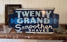 VTG 1940s 20 grand Razor HAIRDRESSER Tin Advertising Sign Barber Shop Shave picture