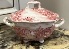 Johnson Brothers Old Britain Castles Pink Sugar Bowl with Lid Made in England picture