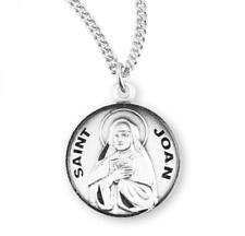 Patron Saint Joan Round Sterling Silver Medal Features 18in Genuine Chain picture