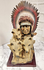 American Indian Chief Wolves Western Tribal Bust -fiberoptic lamp (not working) picture