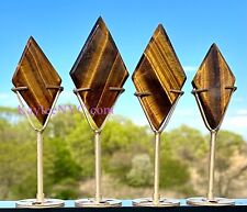 Wholesale Lot 4 Pcs Natural Tiger Eye Diamond W/stand Healing Energy picture