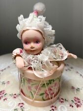 Vintage Porcelain Musical Dancing Pink Lace Clown picture